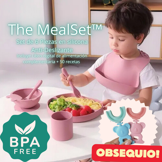The MealSet™ – Set de silicona antideslizante para bebé (Incluye cepillo + guía de alimentación + Recetario)