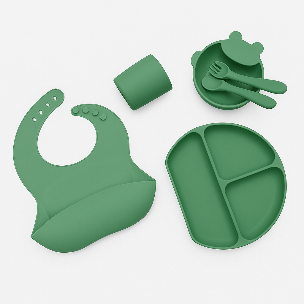 The MealSet™ – Set de silicona antideslizante para bebé (Incluye cepillo + guía de alimentación + Recetario)