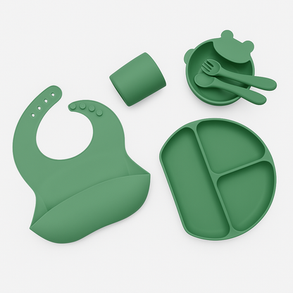 The MealSet™ – Set de silicona antideslizante para bebé (Incluye cepillo + guía de alimentación + Recetario)